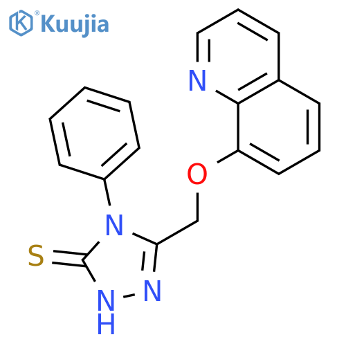 3H-1,2,4-Triazole-3-thione,2,4-dihydro-4-phenyl-5-[(8-quinolinyloxy)methyl]- structure