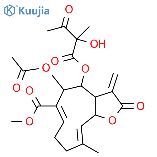 Cyclodeca[b]furan-6-carboxylicacid,5-(acetyloxy)-2,3,3a,4,5,8,9,11a-octahydro-4-(2-hydroxy-2-methyl-1,3-dioxobutoxy)-10-methyl-3-methylene-2-oxo-,methyl ester (9CI) structure
