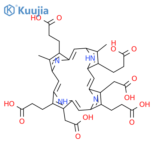 21H,23H-Porphine-2,7,12,17-tetrapropanoicacid, 3,8-bis(carboxymethyl)-13,18-dimethyl- structure