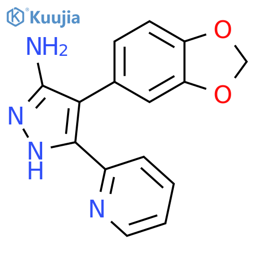 4-(1,3-dioxaindan-5-yl)-3-(pyridin-2-yl)-1H-pyrazol-5-amine structure