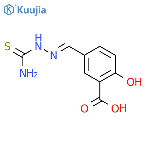 Benzoic acid,5-[[2-(aminothioxomethyl)hydrazinylidene]methyl]-2-hydroxy- structure