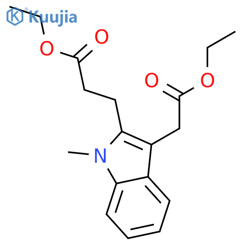 Ethyl 3-(3-(2-ethoxy-2-oxoethyl)-1-methyl-1H-indol-2-yl)propanoate structure