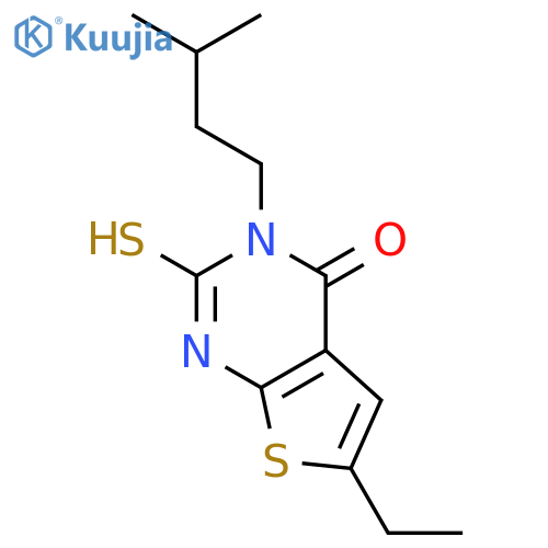 6-ethyl-3-(3-methylbutyl)-2-sulfanyl-3H,4H-thieno2,3-dpyrimidin-4-one structure