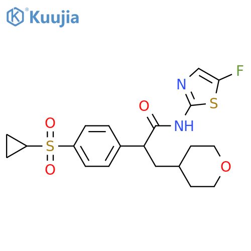 2H-Pyran-4-propanamide, α-[4-(cyclopropylsulfonyl)phenyl]-N-(5-fluoro-2-thiazolyl)tetrahydro-, (αR)- structure