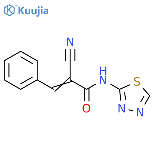 2-cyano-3-phenyl-N-(1,3,4-thiadiazol-2-yl)prop-2-enamide structure