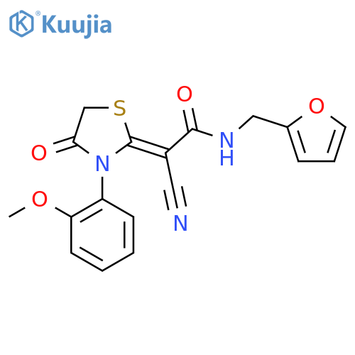 2-cyano-N-[(furan-2-yl)methyl]-2-[3-(2-methoxyphenyl)-4-oxo-1,3-thiazolidin-2-ylidene]acetamide structure