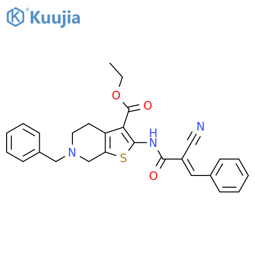 ethyl 6-benzyl-2-(2-cyano-3-phenylprop-2-enamido)-4H,5H,6H,7H-thieno[2,3-c]pyridine-3-carboxylate structure