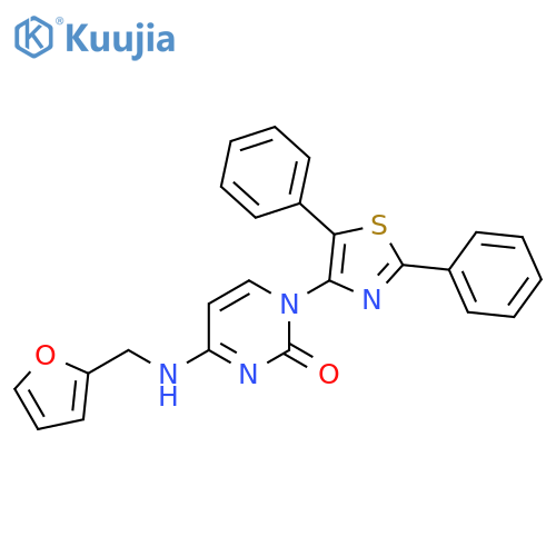 1-(2,5-diphenyl-1,3-thiazol-4-yl)-4-{(furan-2-yl)methylamino}-1,2-dihydropyrimidin-2-one structure