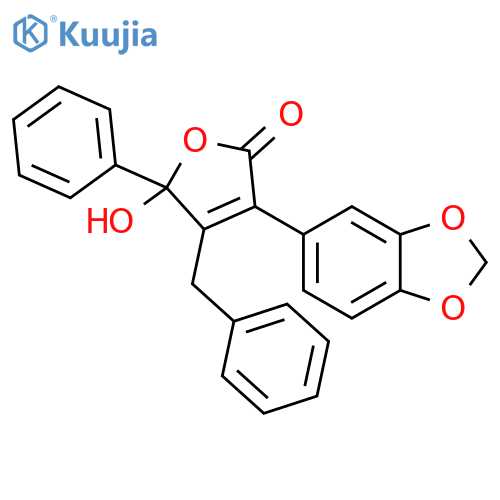 2(5H)-Furanone,3-(1,3-benzodioxol-5-yl)-5-hydroxy-5-phenyl-4-(phenylmethyl)- structure