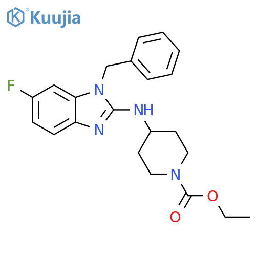 1-Piperidinecarboxylic acid,4-[[6-fluoro-1-(phenylmethyl)-1H-benzimidazol-2-yl]amino]-, ethyl ester structure