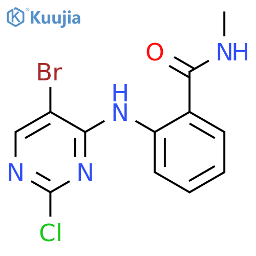 2-(5-bromo-2-chloro-pyrimidin-4-ylamino)-N-methyl-benzamide structure