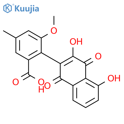 2-(3,5-dihydroxy-1,4-naphthoquinon-2-yl)-3-methoxy-5-methylbenzoic acid structure