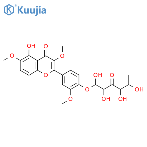 5-hydroxy-3,6-dimethoxy-2-{3-methoxy-4-[(1,2,4,5-tetrahydroxy-3-oxohexyl)oxy]phenyl}-4H-chromen-4-one (non-preferred name) structure