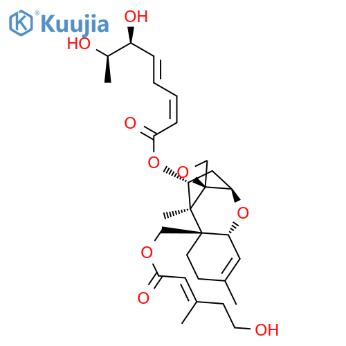 (4alpha)-15-{[(2E)-5-hydroxy-3-methylpent-2-enoyl]oxy}-12,13-epoxytrichothec-9-en-4-yl (2Z,4E,6S,7R)-6,7-dihydroxyocta-2,4-dienoate structure