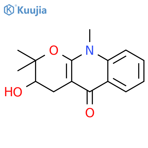 3-hydroxy-2,2,10-trimethyl-2,3,4,10-tetrahydro-5H-pyrano[2,3-b]quinolin-5-one structure