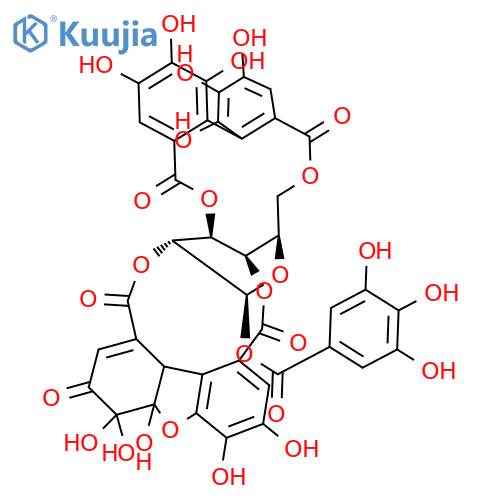 b-D-Glucopyranose, cyclic3,6-[(1R)-4,4',5,5',6,6'-hexahydroxy[1,1'-biphenyl]-2,2'-dicarboxylate] cyclic2&reg;1:4&reg;9-[(4aS,9bS)-3,4,4a,9b-tetrahydro-4,4,4a,6,7-pentahydroxy-3-oxo-1,9-dibenzofurandicarboxylate]1-(3,4,5-trihydroxybenzoate) structure