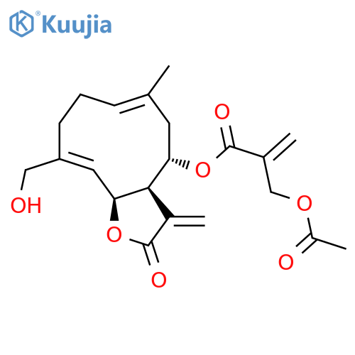 2-Acetoxymethylpropenoic acid (3aR,4S,6E,10Z,11aR)-2,3,3a,4,5,8,9,11a-octahydro-10-hydroxymethyl-6-methyl-3-methylene-2-oxocyclodeca[b]furan-4-yl ester structure
