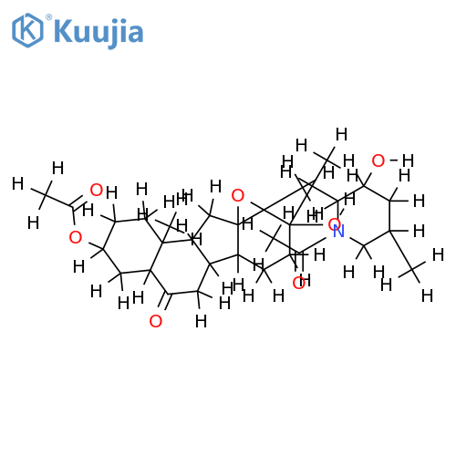 12,13-epoxy-22S,25S,5alpha-veratranine-3beta,17,23alpha-triol-6-one N,O(3)-diacetate structure