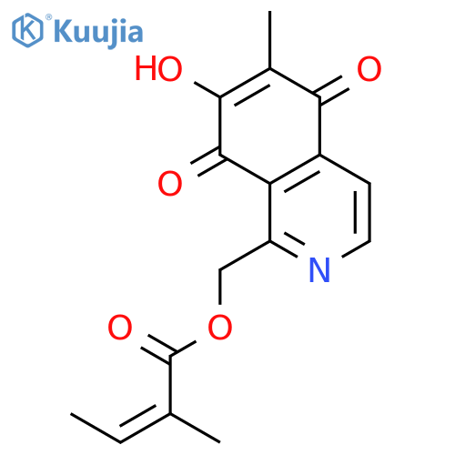 (5,8-dihydro-7-hydroxy-6-methyl-5,8-dioxo-1-isoquinolinyl)methyl (2Z)-2-methyl-2-butenoate structure