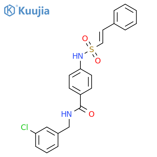 N-[(3-chlorophenyl)methyl]-4-(2-phenylethenesulfonamido)benzamide structure