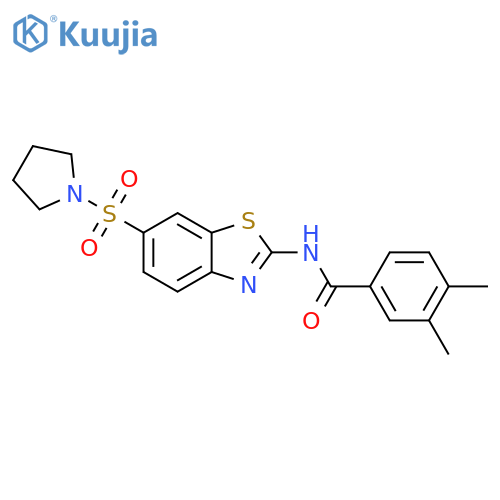 3,4-dimethyl-N-6-(pyrrolidine-1-sulfonyl)-1,3-benzothiazol-2-ylbenzamide structure