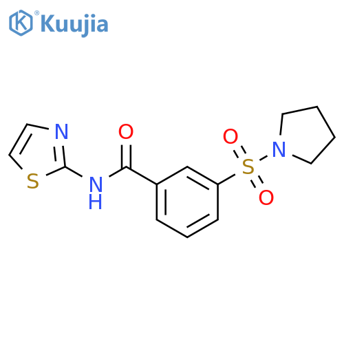 3-(pyrrolidine-1-sulfonyl)-N-(1,3-thiazol-2-yl)benzamide structure