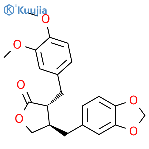 2(3H)-Furanone, 4-(1,3-benzodioxol-5-ylmethyl)-3-[(3,4-dimethoxyphenyl)methyl]dihydro-, (3R,4R)-rel- structure