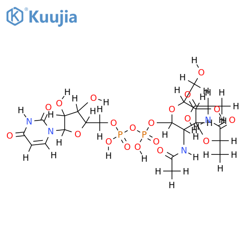 N-{(R)-2-[2-acetylamino-O1-(1,2-dihydroxy-2-uridin-5'-yloxy-diphosphoryl)-2-deoxy-alpha-D-glucopyranose-3-yloxy]-propionyl}-L-alanine structure
