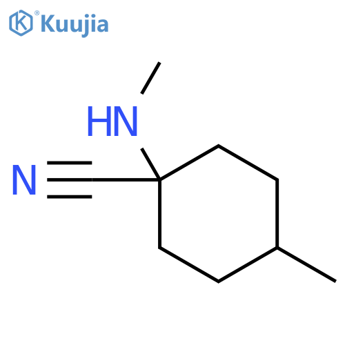4-methyl-1-(methylamino)cyclohexane-1-carbonitrile structure