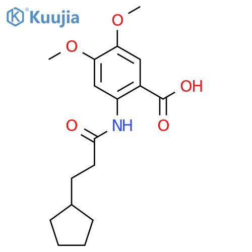 2-[(3-cyclopentylpropanoyl)amino]-4,5-dimethoxybenzoic acid structure