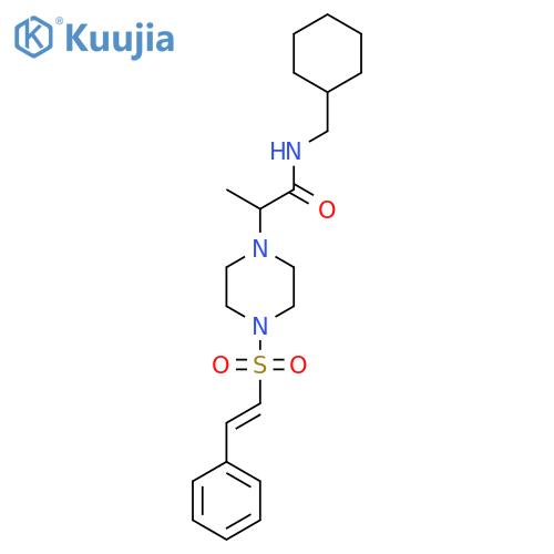 N-(cyclohexylmethyl)-2-[4-(2-phenylethenesulfonyl)piperazin-1-yl]propanamide structure
