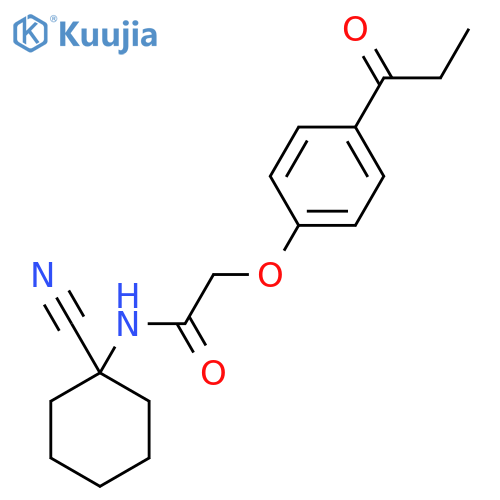 N-(1-cyanocyclohexyl)-2-(4-propanoylphenoxy)acetamide structure