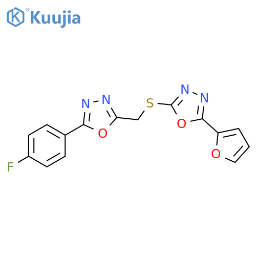 1,3,4-Oxadiazole, 2-(4-fluorophenyl)-5-[[[5-(2-furanyl)-1,3,4-oxadiazol-2-yl]thio]methyl]- structure