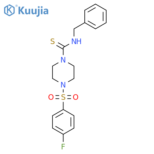 N-benzyl-4-(4-fluorobenzenesulfonyl)piperazine-1-carbothioamide structure