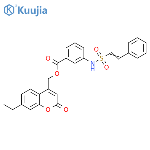 (7-Ethyl-2-oxo-2H-1-benzopyran-4-yl)methyl 3-[[(2-phenylethenyl)sulfonyl]amino]benzoate structure