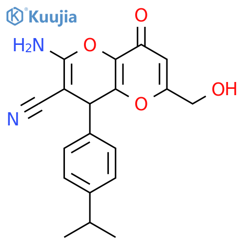 2-amino-6-(hydroxymethyl)-8-oxo-4-4-(propan-2-yl)phenyl-4H,8H-pyrano3,2-bpyran-3-carbonitrile structure