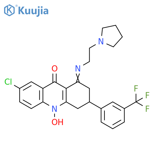 9(2H)-Acridinone,7-chloro-1,3,4,10-tetrahydro-10-hydroxy-1-[[2-(1-pyrrolidinyl)ethyl]imino]-3-[3-(trifluoromethyl)phenyl]- structure