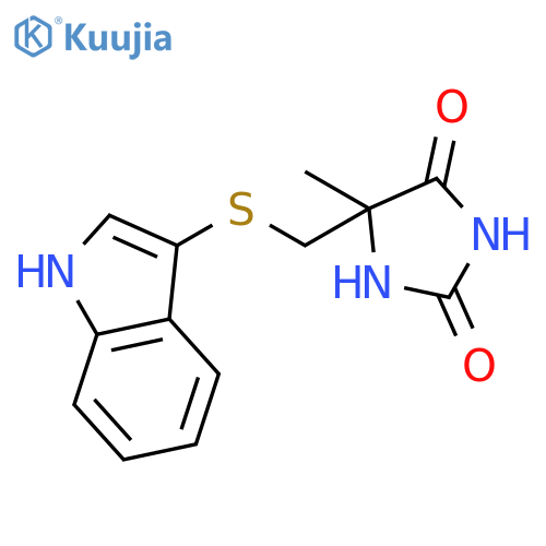2,4-IMIDAZOLIDINEDIONE, 5-[(1H-INDOL-3-YLTHIO)METHYL]-5-METHYL- structure