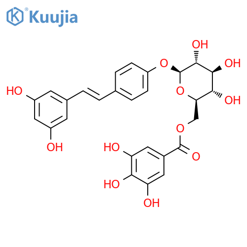 b-D-Glucopyranoside,4-[2-(3,5-dihydroxyphenyl)ethenyl]phenyl, 6-(3,4,5-trihydroxybenzoate) structure