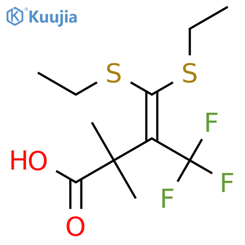 4,4-Bis(ethylsulfanyl)-2,2-dimethyl-3-(trifluoromethyl)but-3-enoic acid structure