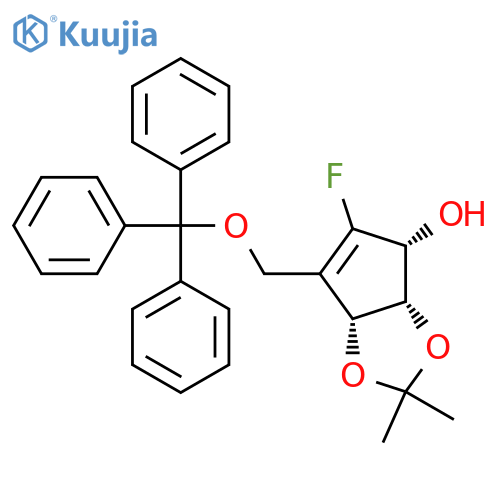 (3AS,4R,6aR)-5-fluoro-2,2-dimethyl-6-((trityloxy)methyl)-4,6a-dihydro-3aH-cyclopenta[d][1,3]dioxol-4-ol structure