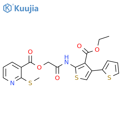 {[4'-(ethoxycarbonyl)-[2,3'-bithiophen]-5'-yl]carba moyl}methyl 2-(methylsulfanyl)pyridine-3-carboxylate structure