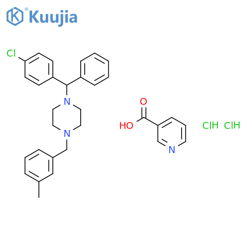 pyridine-3-carboxylic acid - 1-[(4-chlorophenyl)(phenyl)methyl]-4-(3-methylbenzyl)piperazine hydrochloride (1:1:2) structure