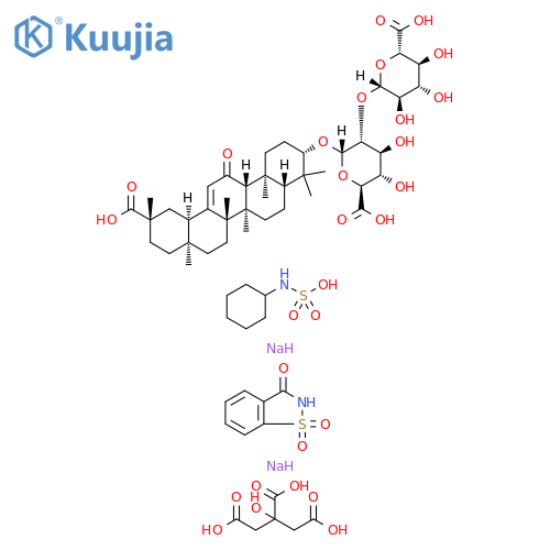 α-D-Glucopyranosiduronic acid, (3β,20β)-20-carboxy-11-oxo-30-norolean-12-en-3-yl 2-O-β-D-glucopyranuronosyl-, mixt. with 1,2-benzisothiazol-3(2H)-one 1,1-dioxide sodium salt, cyclohexylsulfamic acid monosodium salt and 2-hydroxy-1,2,3-propanetricarboxylic acid (9CI) structure