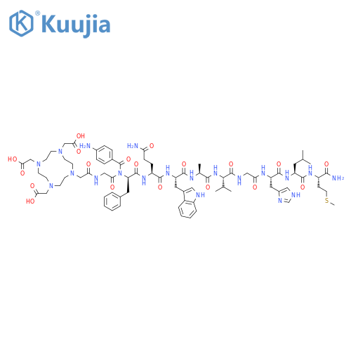 L-Methioninamide,N-[[4,7,10-tris(carboxymethyl)-1,4,7,10-tetraazacyclododec-1-yl]acetyl]glycyl-4-aminobenzoyl-D-phenylalanyl-L-glutaminyl-L-tryptophyl-L-alanyl-L-valylglycyl-L-histidyl-L-leucyl- structure