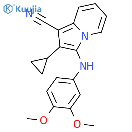 1-INDOLIZINECARBONITRILE, 2-CYCLOPROPYL-3-[(3,4-DIMETHOXYPHENYL)AMINO]- structure