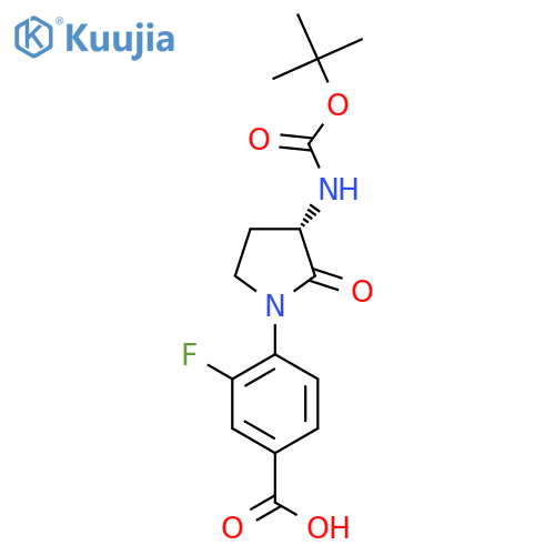 (S)-4-(3-((Tert-butoxycarbonyl)amino)-2-oxopyrrolidin-1-YL)-3-fluorobenzoic acid structure