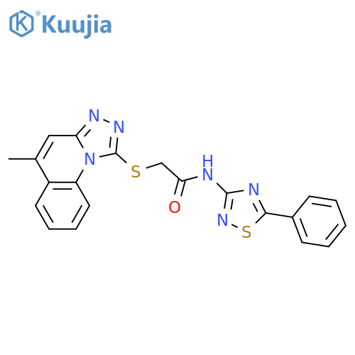 2-({5-methyl-1,2,4triazolo4,3-aquinolin-1-yl}sulfanyl)-N-(5-phenyl-1,2,4-thiadiazol-3-yl)acetamide structure