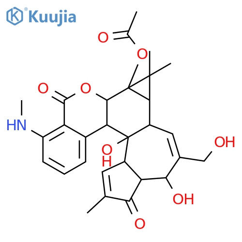 (1aR,1bS,4S,4aR,7aR,7bR,8R,9R,9aS)-9a-(acetyloxy)-4,7b-dihydroxy-3-(hydroxymethyl)-1,1,6,8-tetramethyl-5-oxo-1a,1b,4,4a,5,7a,7b,8,9,9a-decahydro-1H-cyclopropa[3,4]benzo[1,2-e]azulen-9-yl 2-(methylamino)benzoate structure