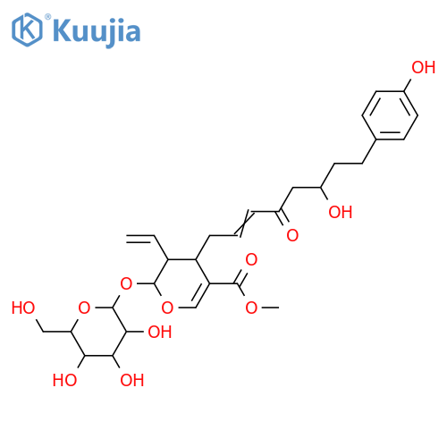 (2S)-3α-Ethenyl-2β-(β-D-glucopyranosyloxy)-3,4-dihydro-4α-[(2E,6S)-6-hydroxy-8-(4-hydroxyphenyl)-4-oxo-2-octenyl]-2H-pyran-5-carboxylic acid methyl ester structure